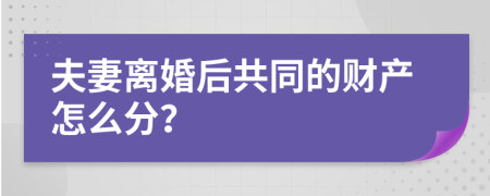 夫妻离婚后共同的财产怎么分？