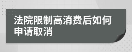 法院限制高消费后如何申请取消