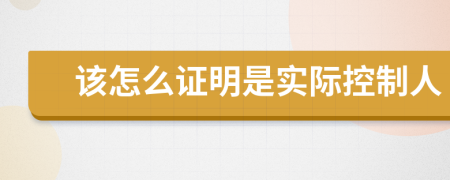该怎么证明是实际控制人