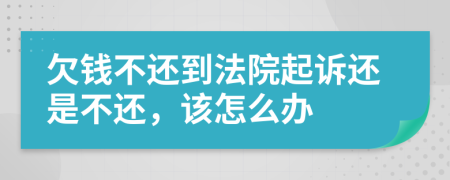 欠钱不还到法院起诉还是不还，该怎么办