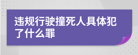 违规行驶撞死人具体犯了什么罪