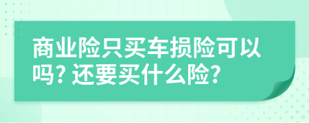 商业险只买车损险可以吗? 还要买什么险?