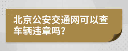 北京公安交通网可以查车辆违章吗？