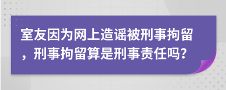 室友因为网上造谣被刑事拘留，刑事拘留算是刑事责任吗？