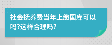 社会抚养费当年上缴国库可以吗?这样合理吗?