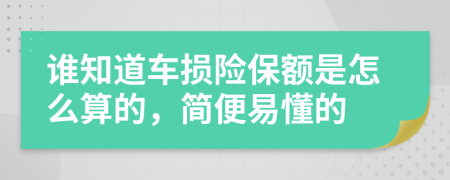 谁知道车损险保额是怎么算的，简便易懂的