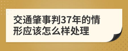 交通肇事判37年的情形应该怎么样处理