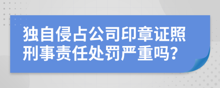 独自侵占公司印章证照刑事责任处罚严重吗？