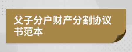 父子分户财产分割协议书范本