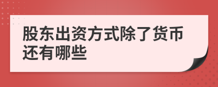 股东出资方式除了货币还有哪些