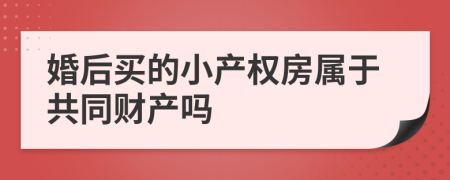 婚后买的小产权房属于共同财产吗