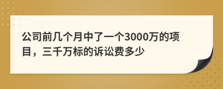 公司前几个月中了一个3000万的项目，三千万标的诉讼费多少