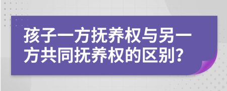 孩子一方抚养权与另一方共同抚养权的区别？