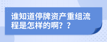 谁知道停牌资产重组流程是怎样的啊？？