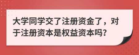 大学同学交了注册资金了，对于注册资本是权益资本吗？