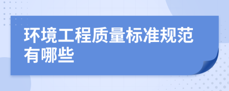 环境工程质量标准规范有哪些