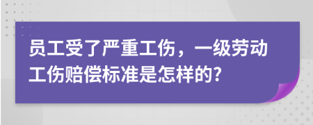 员工受了严重工伤，一级劳动工伤赔偿标准是怎样的?