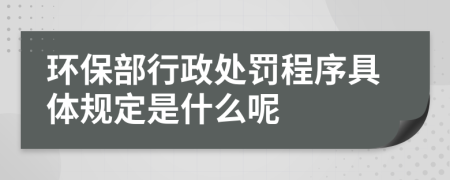 环保部行政处罚程序具体规定是什么呢