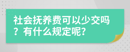 社会抚养费可以少交吗？有什么规定呢？