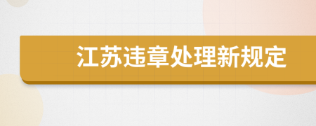 江苏违章处理新规定