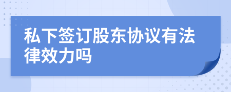 私下签订股东协议有法律效力吗