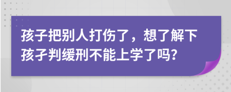孩子把别人打伤了，想了解下孩孑判缓刑不能上学了吗？