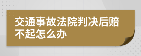 交通事故法院判决后赔不起怎么办