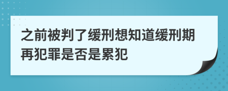 之前被判了缓刑想知道缓刑期再犯罪是否是累犯