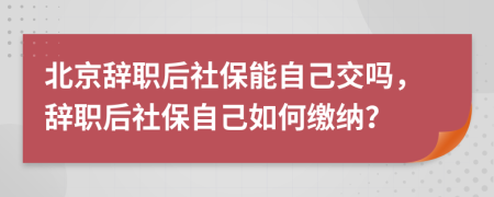 北京辞职后社保能自己交吗，辞职后社保自己如何缴纳？