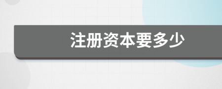 注册资本要多少