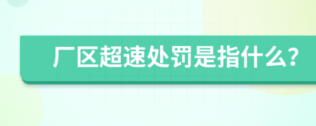 厂区超速处罚是指什么？