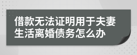 借款无法证明用于夫妻生活离婚债务怎么办