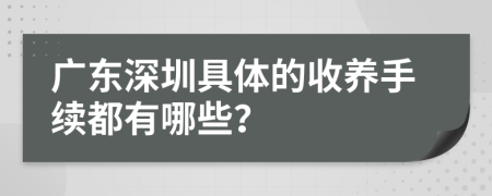 广东深圳具体的收养手续都有哪些？