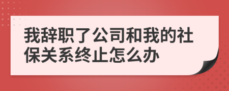 我辞职了公司和我的社保关系终止怎么办