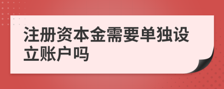 注册资本金需要单独设立账户吗