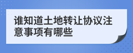 谁知道土地转让协议注意事项有哪些