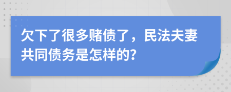 欠下了很多赌债了，民法夫妻共同债务是怎样的？