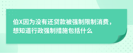 伯X因为没有还贷款被强制限制消费，想知道行政强制措施包括什么