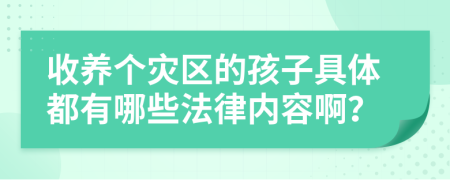 收养个灾区的孩子具体都有哪些法律内容啊？