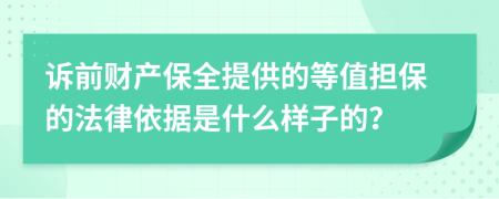 诉前财产保全提供的等值担保的法律依据是什么样子的？