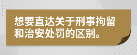 想要直达关于刑事拘留和治安处罚的区别。