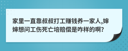 家里一直靠叔叔打工赚钱养一家人,婶婶想问工伤死亡培赔偿是咋样的啊？