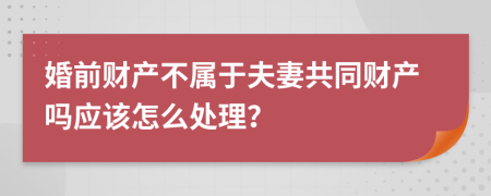 婚前财产不属于夫妻共同财产吗应该怎么处理？