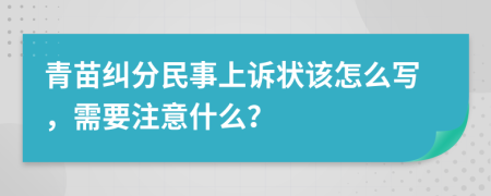 青苗纠分民事上诉状该怎么写，需要注意什么？