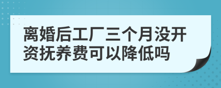 离婚后工厂三个月没开资抚养费可以降低吗