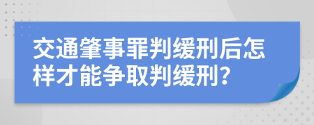 交通肇事罪判缓刑后怎样才能争取判缓刑？