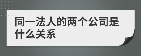 同一法人的两个公司是什么关系