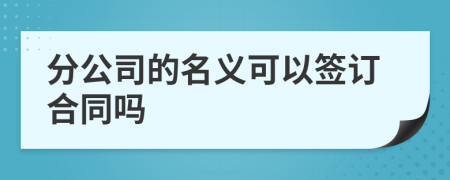 分公司的名义可以签订合同吗