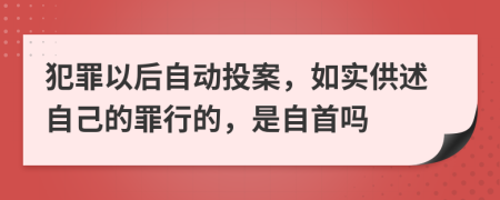 犯罪以后自动投案，如实供述自己的罪行的，是自首吗