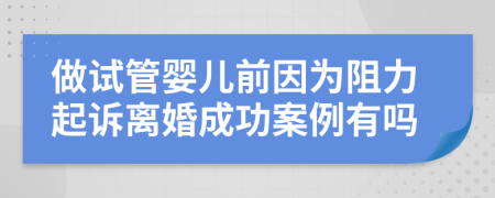 做试管婴儿前因为阻力起诉离婚成功案例有吗